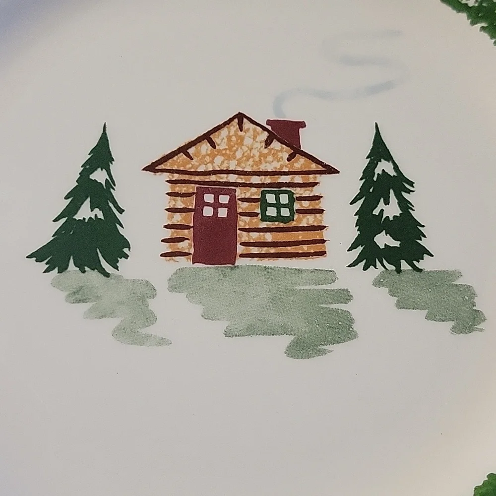 4 Pier 1 Tre Ci Italy Christmas Tree Cabin Salad Dessert Plate 8.5
